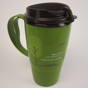 Tim Hortons Green Travel Thermo Serv Mug 16 oz Green Forest Bird